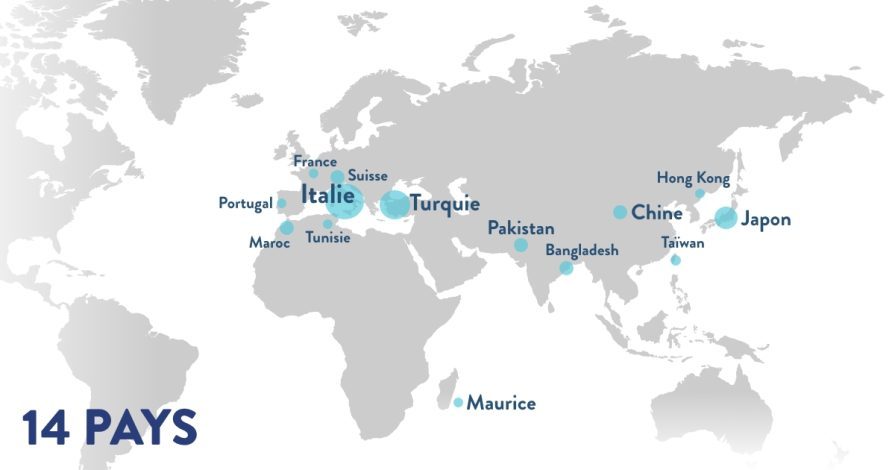 Pays représentés sur Denim PV Décembre 24